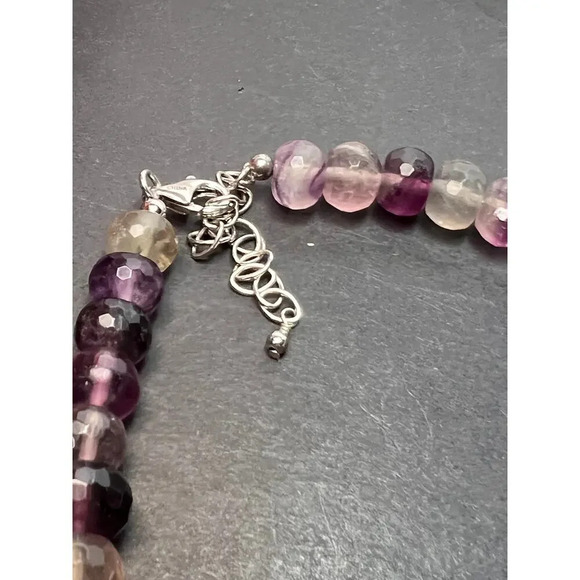 Fluorite faceted beaded statement necklace with 925 clasp - Picture 11 of 11